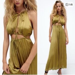 Zara Grecian satin maxi dress